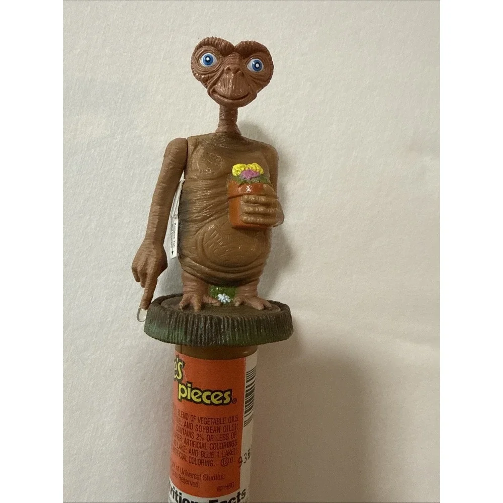 Vintage Unopened 1990' Reeses Pieces Candy Tube + ET Topper w/ Battery Protector
